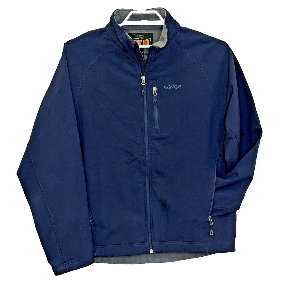 Orive Trout Bum Jacket Mens Size Large Dark Blue Full Zip Fleece Lined Softshell